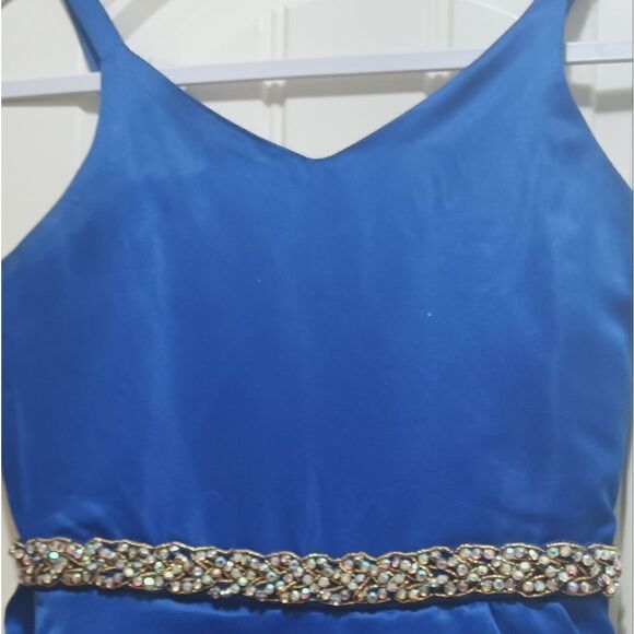 Rare Editions Royal Blue High Low Dress Big Kids Size 10 - Picture 3 of 15